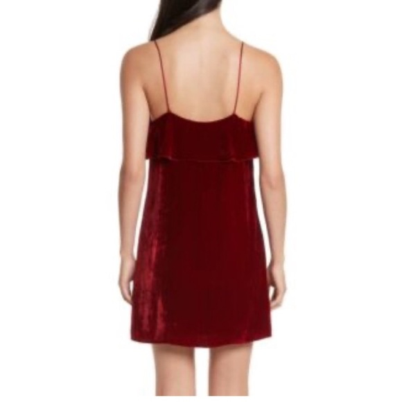 NWOT* Alice + Olivia Red Bess Ruffle Velvet Mini Slipdress Size Small - Picture 2 of 5